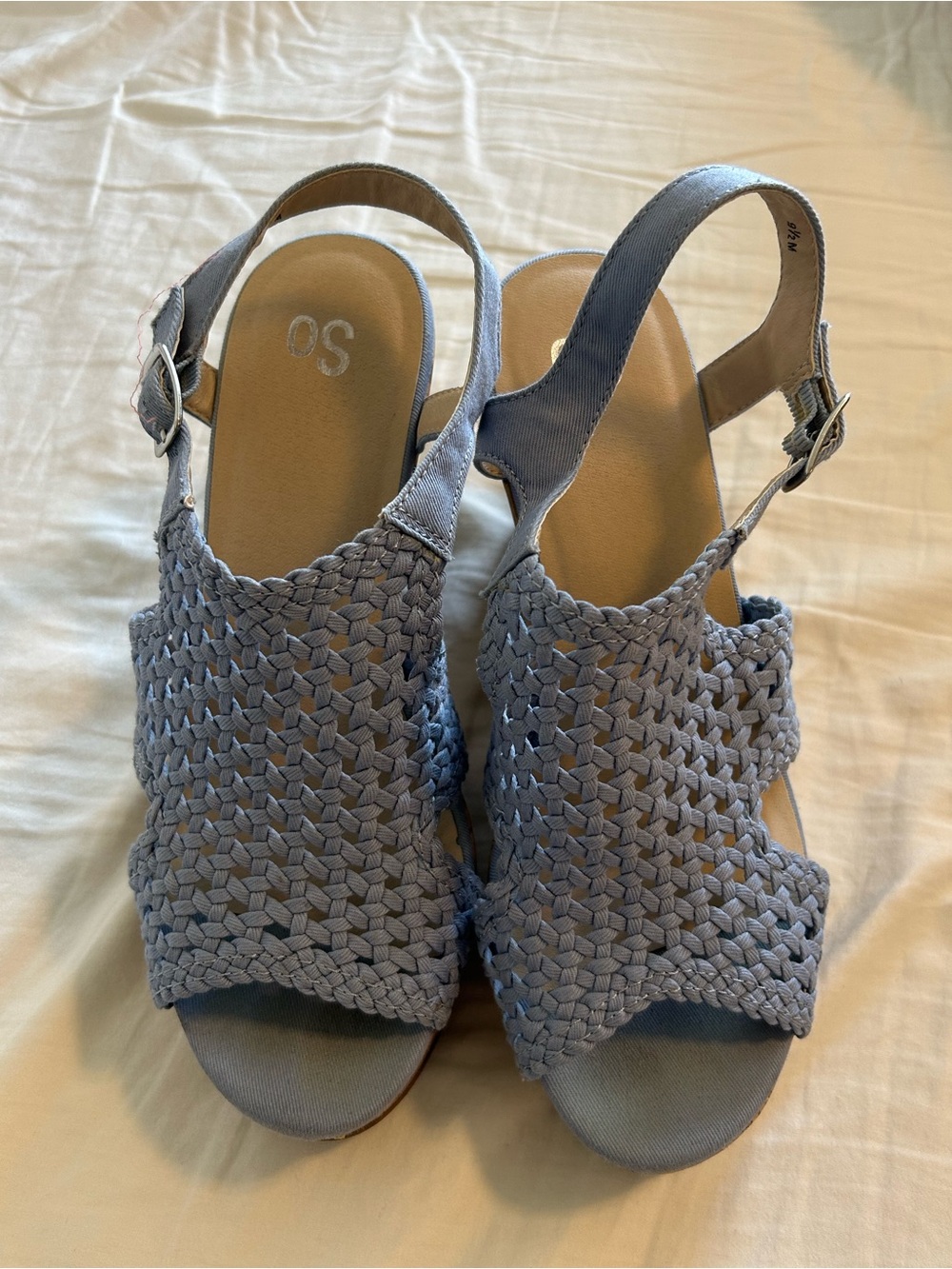 GUC Size 9 Sonoma Goods for Life Blue Woven Slingback Wedge Sandals